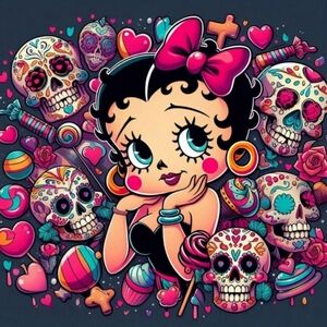 Sugar Skull Betty Boop DIY 5D Full Round Drill Diamond Painting